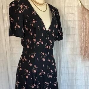 Reformation black and pink floral